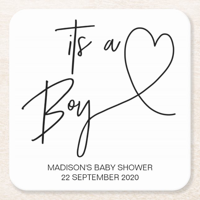 Modern Baby Shower Coasters Its a Boy (Front)