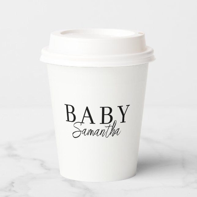 Modern Baby Shower Decor Hot Chocolate Bar Gifts Paper Cups (Front)
