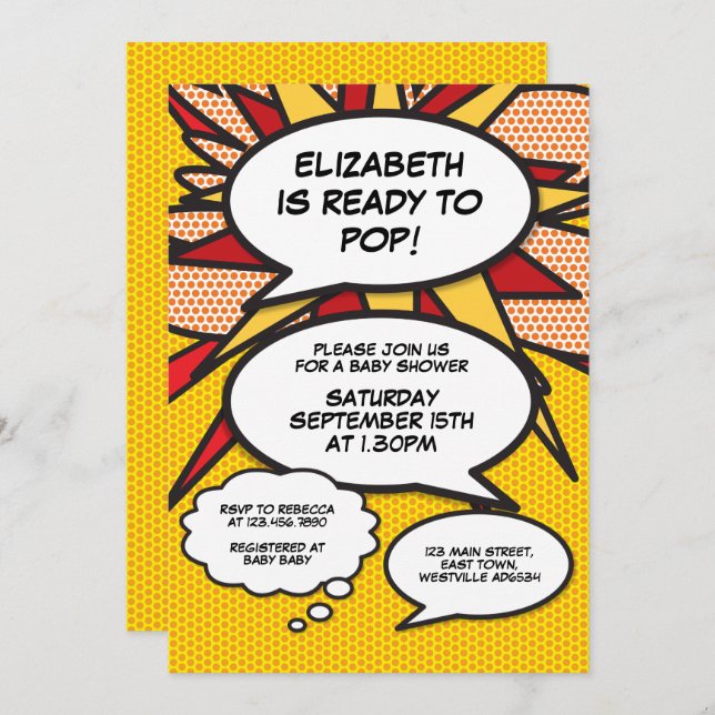 Modern Baby Shower Fun Speech Bubble  Invitation (Front/Back)