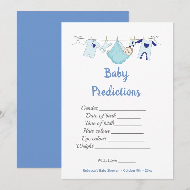 Modern Baby shower game baby prediction card (Front/Back)