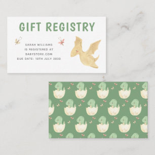Modern Baby Shower Gift Registry Cute Dinosaur Business Card