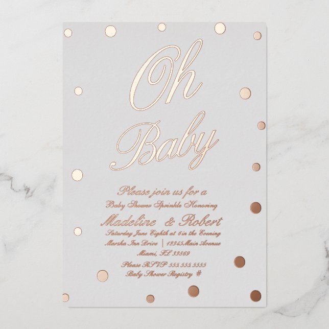 Modern Baby Shower Gold Dots  Pressed  (Front)