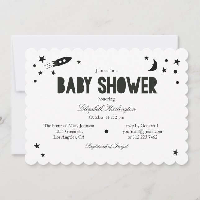 Modern baby shower invitation. Black and white Invitation (Front)