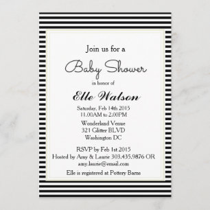 Modern Baby Shower Invitations, Black White Stripe Invitation