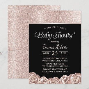 Modern Baby Shower Luxury Foil Rose Gold Floral Invitation