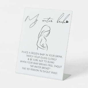 Modern baby shower my water broke game sign