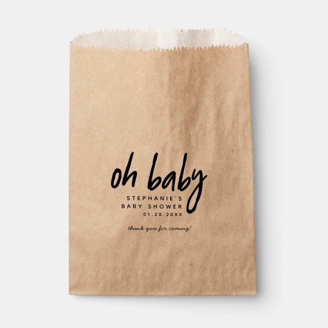 Modern Baby Shower | Oh Baby Favour Bags (Front)