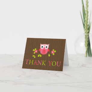 Modern Baby Shower Owl Thank You Note Card