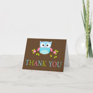 Modern Baby Shower Owl Thank You Note Card