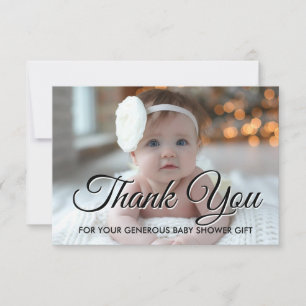 Modern Baby Shower Photo Thank You Card