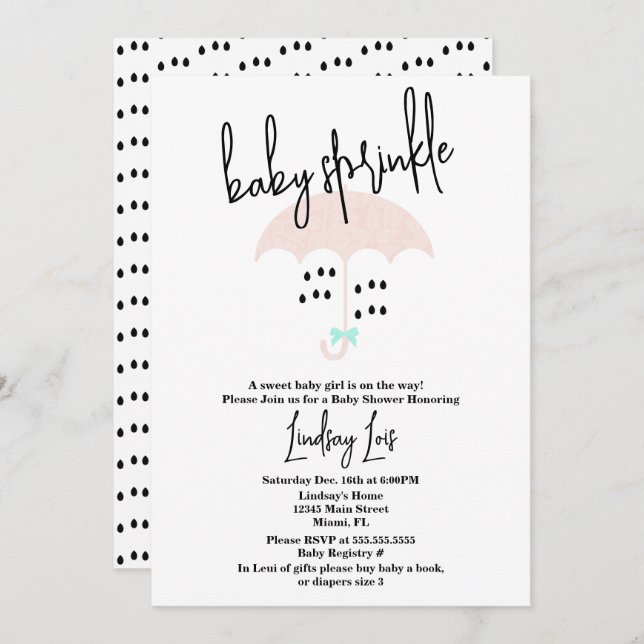 Modern Baby Shower Sprinkle Pink Teal Invitation (Front/Back)