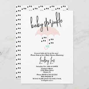 Modern Baby Shower Sprinkle Pink Teal Invitation