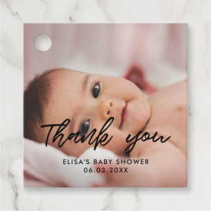 Modern baby shower thank you favour tags