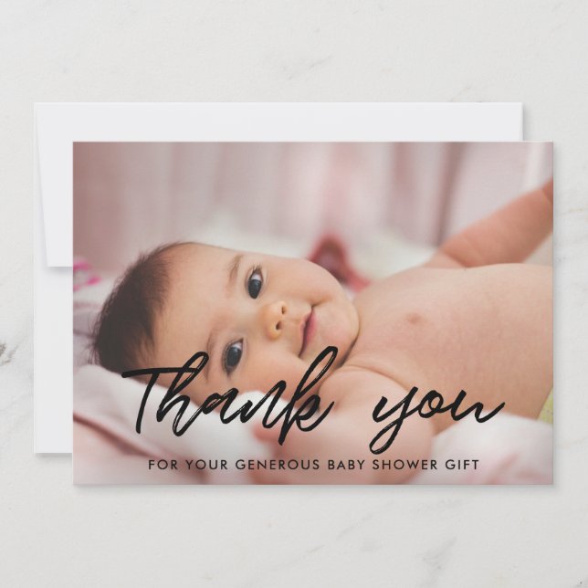Modern baby shower thank you photo card (Front)