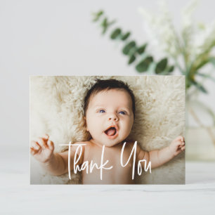  Modern baby shower thank you photo note Card