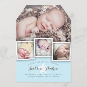 Modern Baby Sweet Baby Boy Birth Announcement