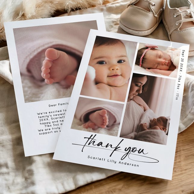 Modern Baby Thank You Simple Script Photo Collage (Creator Uploaded)