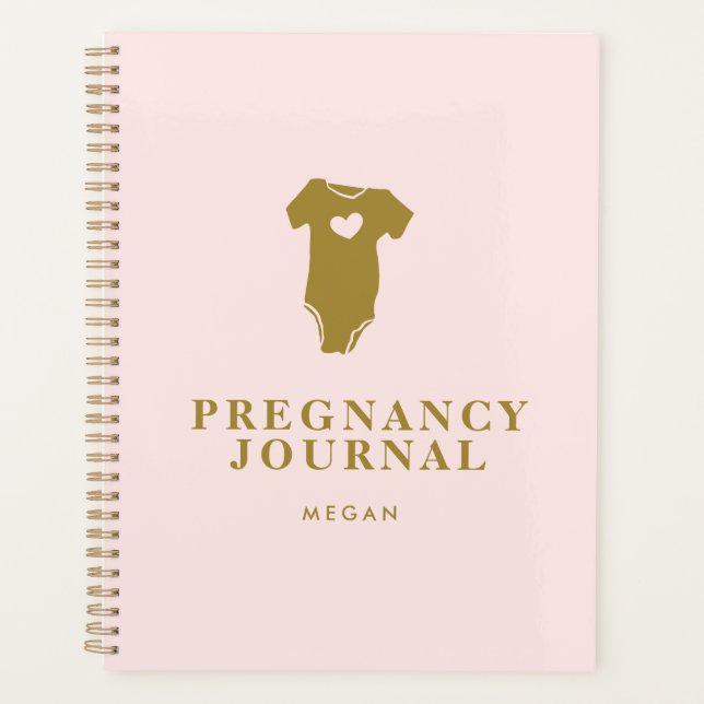 Modern Baby Vest Blush and Gold Pregnancy Planner (Front)