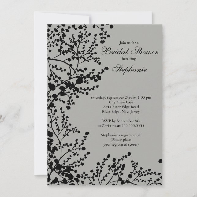 Modern Baby's Breath Floral Bridal Shower Invitation (Front)