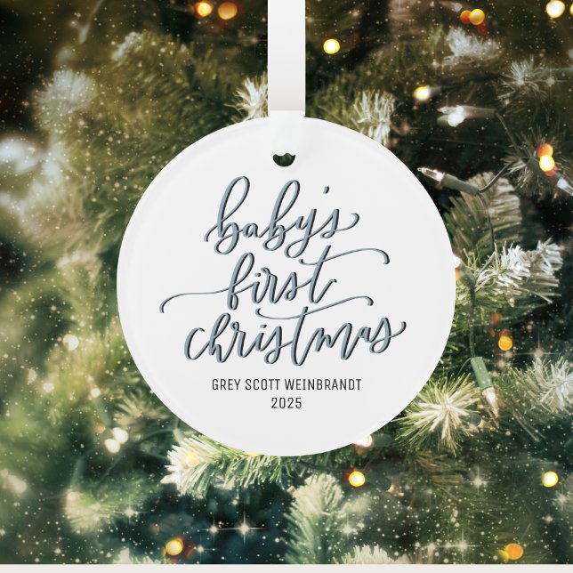 Modern Baby's First Christmas Custom Ornament (Baby Boy's First Christmas Ornament | Personalized with Name | Custom Holiday Keepsake for Newborn)