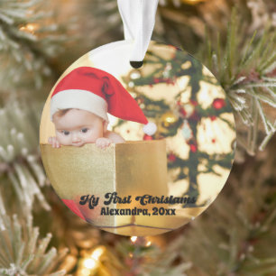 Modern Baby's First Christmas Photo Ornament