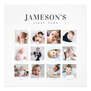 Modern Baby's First Year Keepsake Calendar Photo Print