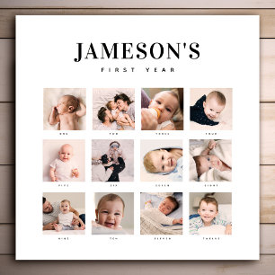 Modern Baby's First Year Keepsake Photo Calendar Canvas Print