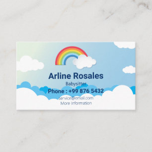 Modern Babysitting Business   Blue Sky Babysitter Business Card