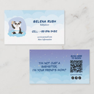 Modern Babysitting Business Panda Babysitter Business Card