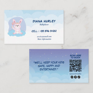 Modern Babysitting Business   Rabbit Babysitter Business Card
