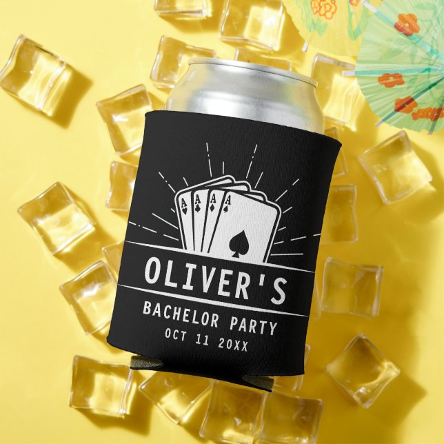 Modern Bachelor Party Poker Playing Card Casino Can Cooler (In Situ Summer)