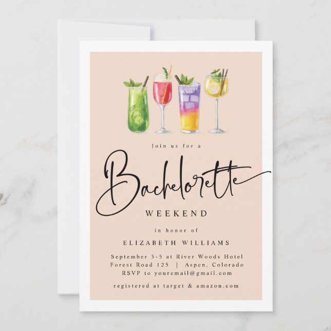 Modern Bachelorette Party Weekend Invitation (Front)