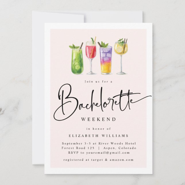 Modern Bachelorette Party Weekend Invitation (Front)