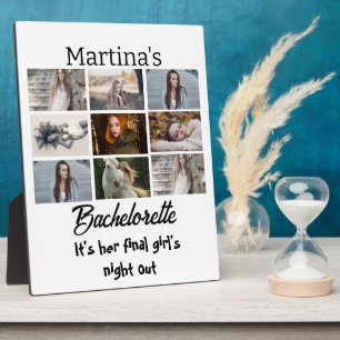 Modern Bachelorette personalised 9 Photo Collage Plaque