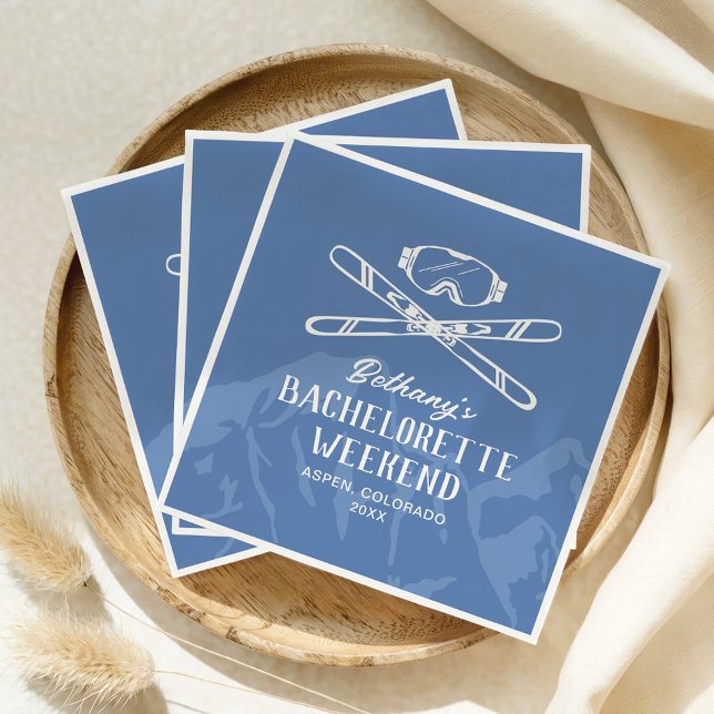 Modern Bachelorette Skiing Napkin (Creator Uploaded)