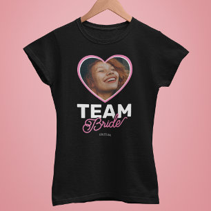 Modern bachelorette Team Bride Heart Photo T-Shirt
