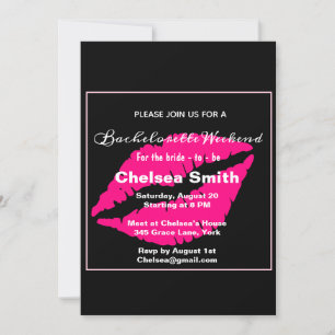 Modern Bachelorette Weekend Itinerary Black Invitation
