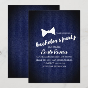 Modern Bachelors Party Textured Bow Invitation