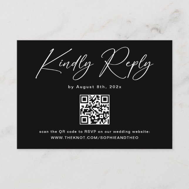 Modern Back Wedding RSVP Card (Front)