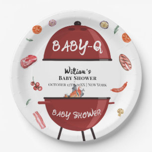 Modern Backyard BBQ Baby Shower Paper Plate