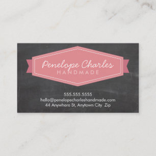 MODERN BADGE LOGO bright bold coral chalkboard Business Card