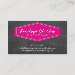 MODERN BADGE LOGO bright bold pink chalkboard Business Card