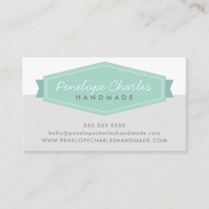 MODERN BADGE LOGO retro pastel mint medium grey Business Card