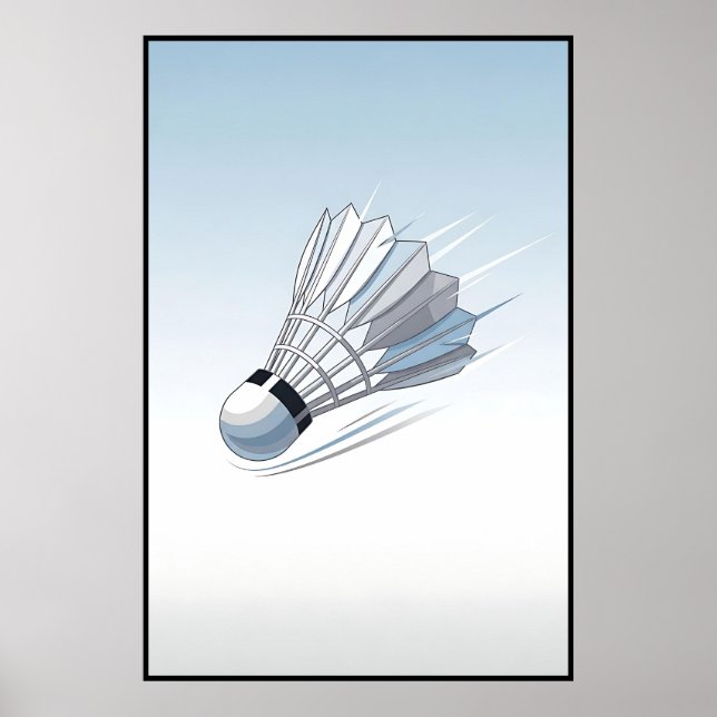 Modern Badminton Shuttlecock Mid Flight Art Poster (Front)