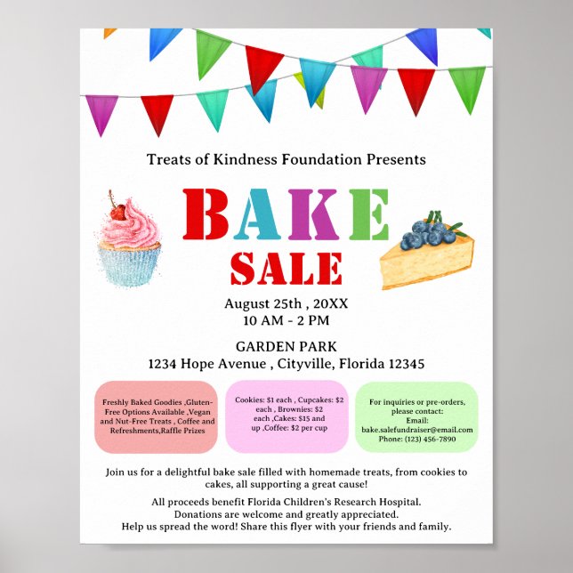 Modern Bake or Cake Sale Fundraiser Poster (Front)