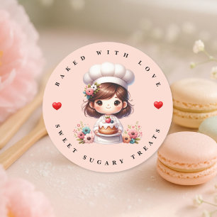 Modern Baked With Love Bakery Sticker