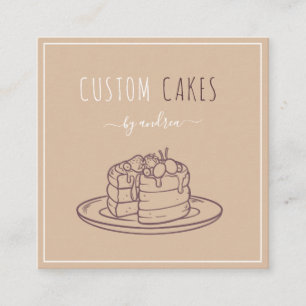 Modern Baker Cake Artist QR Code Social Media Cool Square Business Card