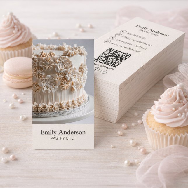 Modern Bakery Chef Business Card (Modern Bakery Chef Neutral Beige Business Card)