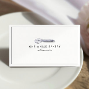 Modern Bakery Chef Caterer Watercolor Whisk Business Card