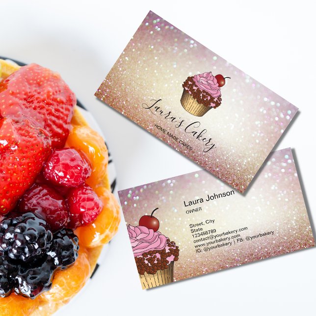 Modern Bakery Cupcake Chef Catering Sweets Pastry  Business Card (Creator Uploaded)